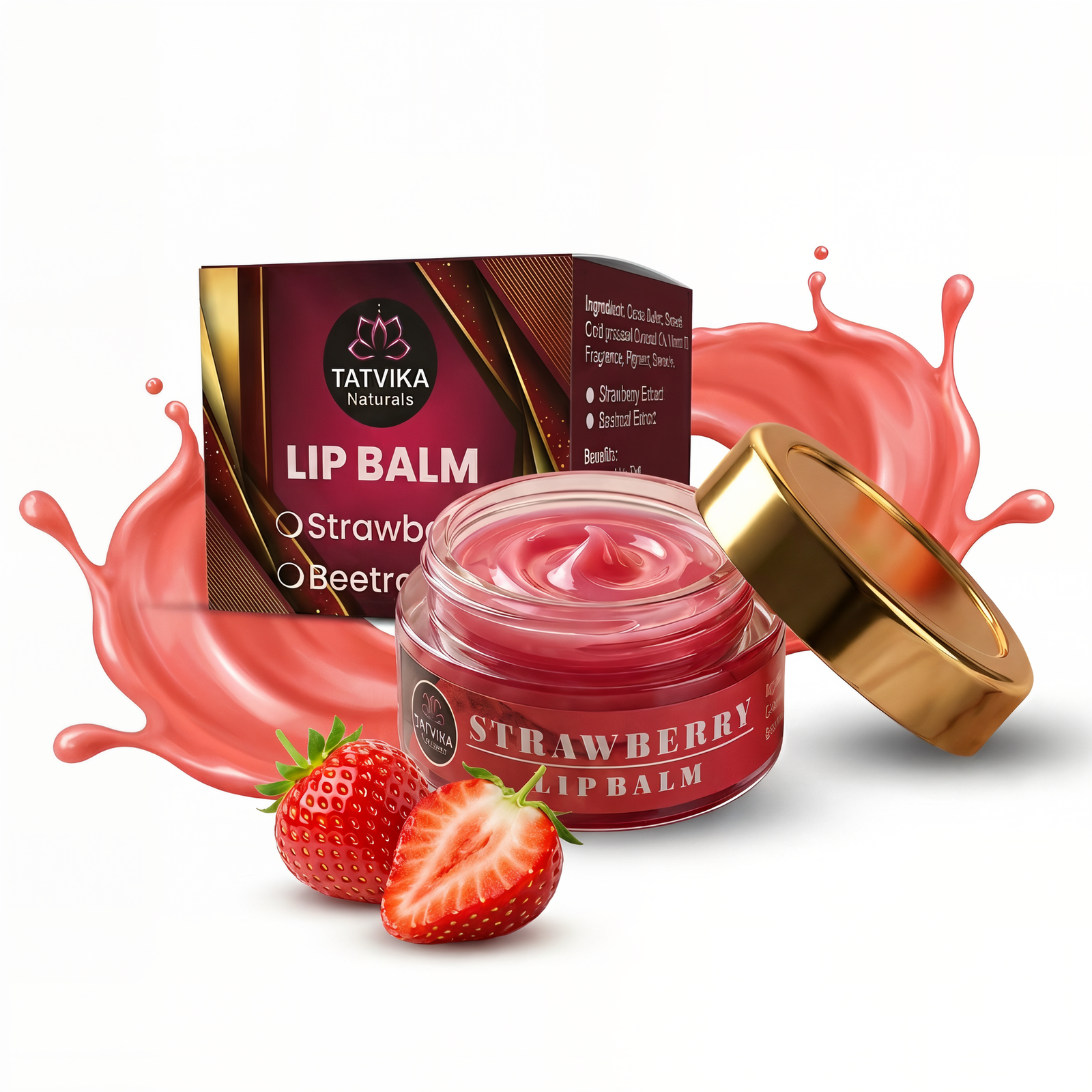 Tipsy Lips Strawberry Overnight Lip Mask – Cocoa Butter & Vitamin E Lip Balm for Kids & Adults | Tatvika Naturals