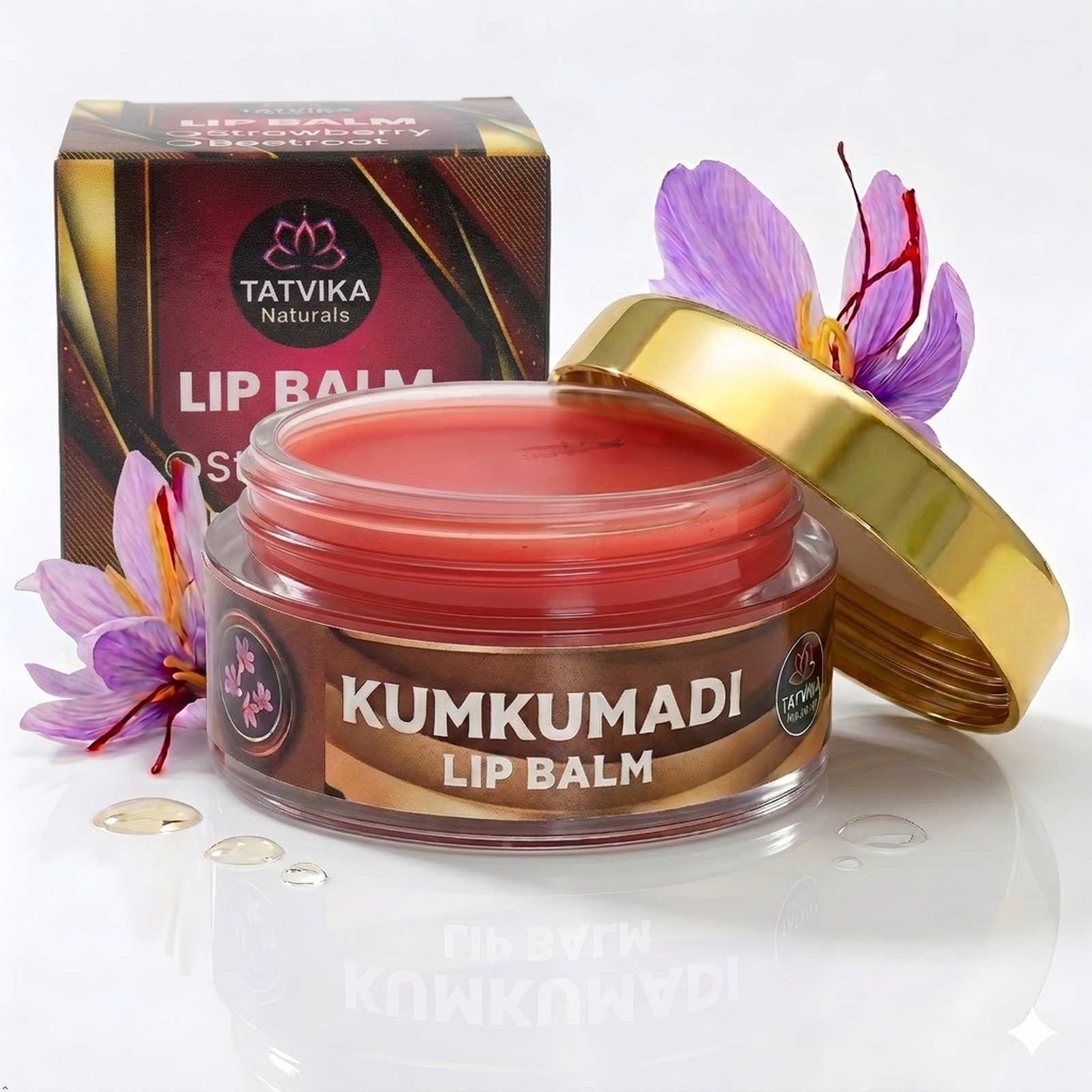 Kumkumadi Lip Balm for Dark & Pigmented Lips – Saffron, Shea & Calendula, 10g | Tatvika Naturals