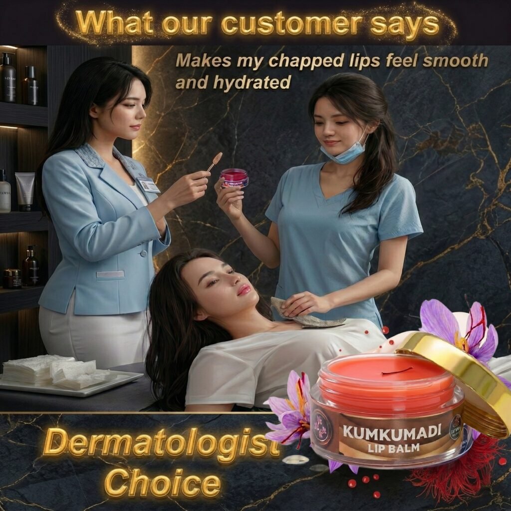 Organic style kumkumadi lip balm for pigmented lips