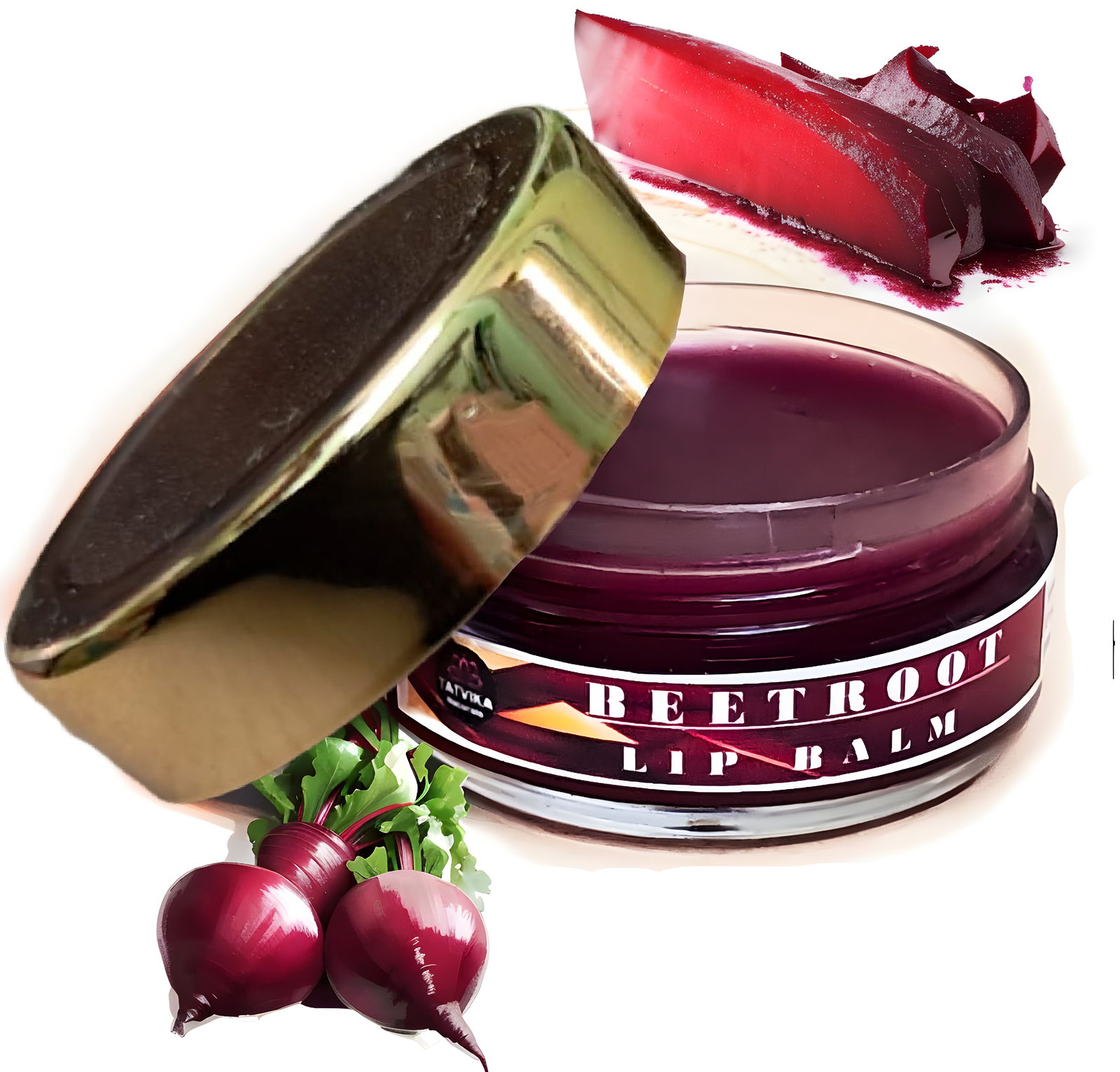 Extra large Beetroot Lip Balm by Tatvika Naturals, Natural Ingredients with Beetroot and Honey, Non-Comedogenic Formula for Dry, Dark & pigmented Lips for Daily Use | 10g (pack of 1)