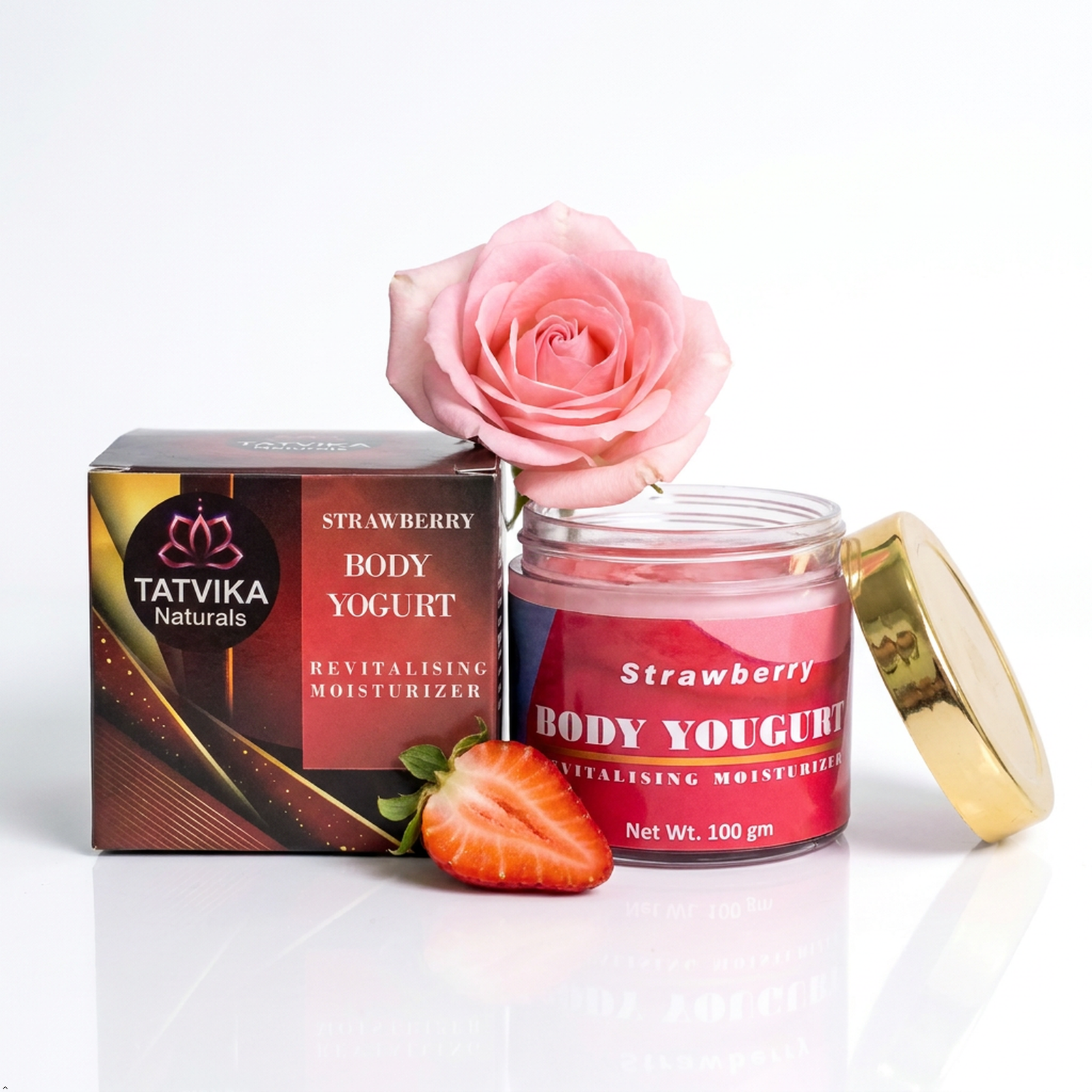 Varnya Strawberry Body Yogurt – 5-in-1 Lightweight Moisturiser, Non-Greasy, 100g | Tatvika Naturals