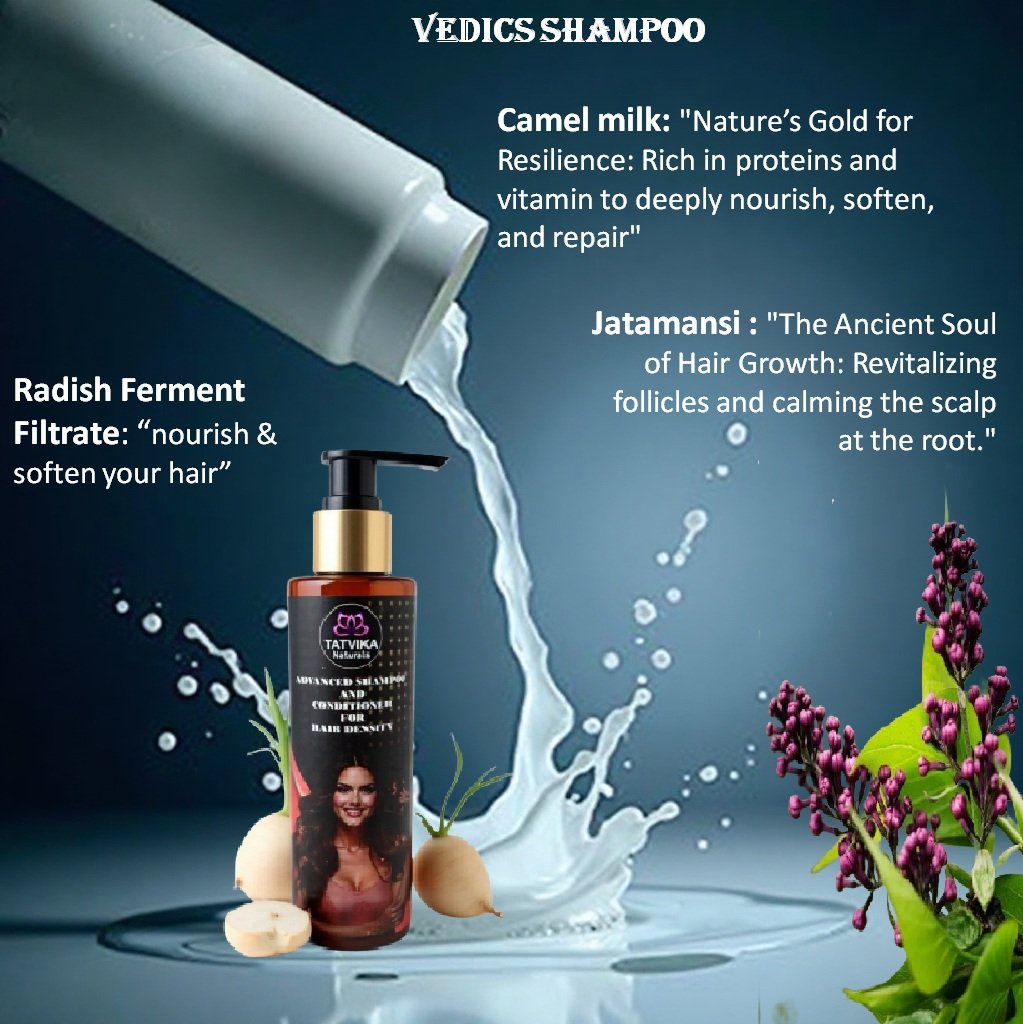 Large Vedics Advanced Shampoo and Conditioner for Hair Density & Volumizing | Kids Shampoo 4-10yrs & Baby | Hair Fall Rescue in Hard Water, Dryness Care & Smoothing with Jatamansi & Camel Milk - Image 8