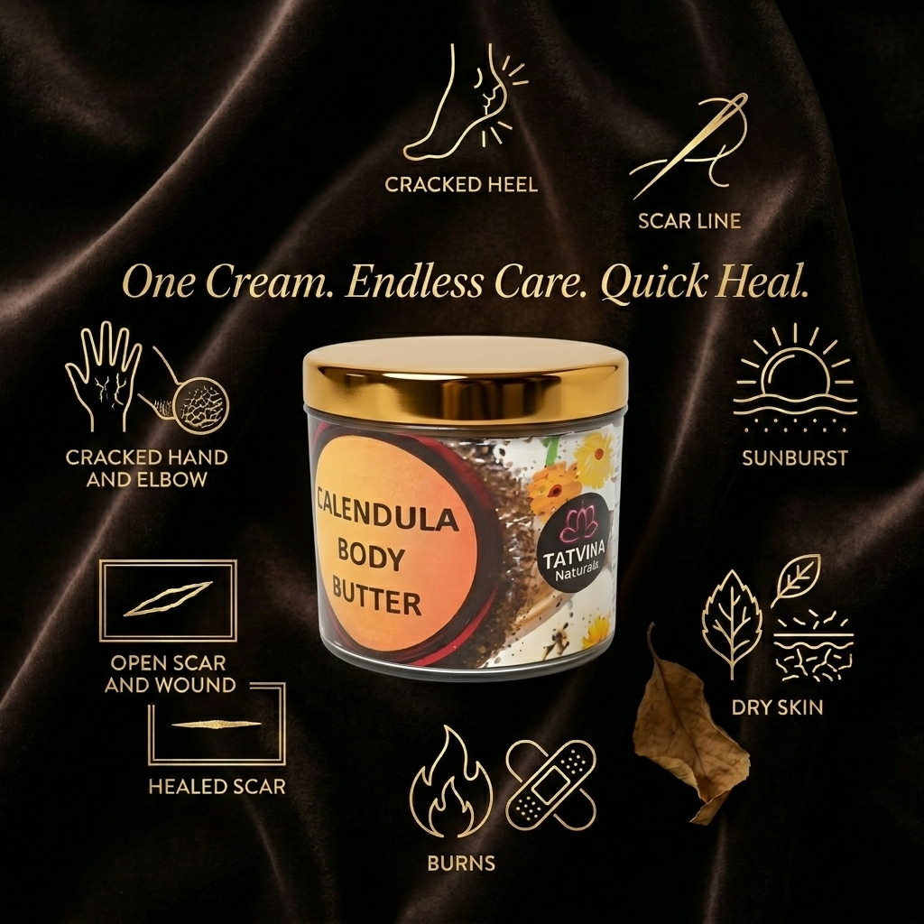 Image 4 related to Tatvika Naturals Calendula Cream & Calendula Ointment, Quick Heal Cream with Skin Protection Ointment, Natural Healing for Dry Skin, Burns, Scars and Wounds, Calendula Moisturizer & Body Lotion, 100g