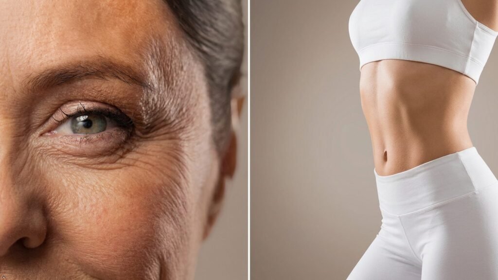 Fine lines around the eye and toned abdomen – ageing skin and body care