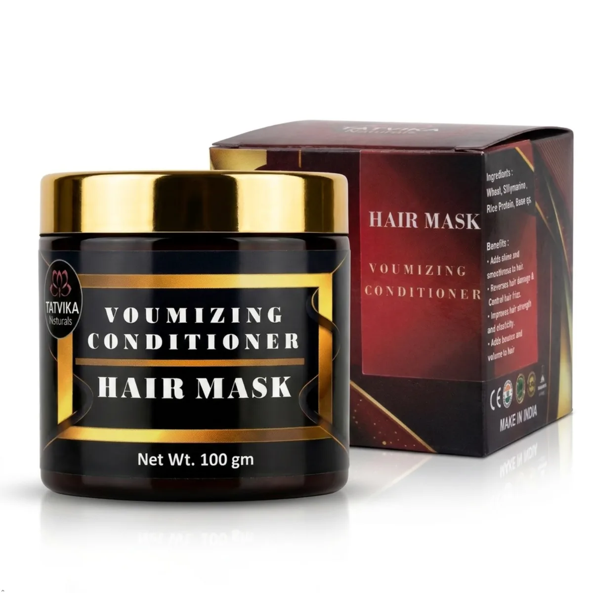 Ayurvedic Volumizing Hair Mask with Rice & Wheat Protein – Frizz Control & Deep Conditioning | Tatvika Naturals