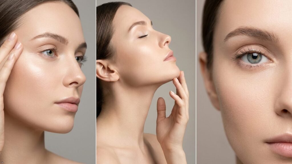 Healthy, glowing skin on the face, neck and under-eye area