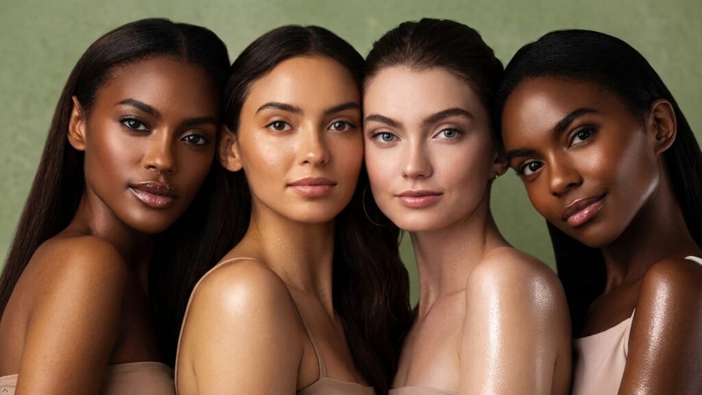 Healthy, moisturised lips and glowing skin across different skin tones
