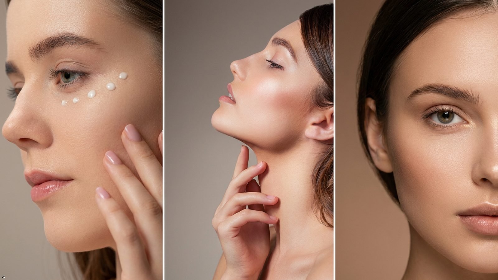Under eye cream for dark circles applied in dots under the eye