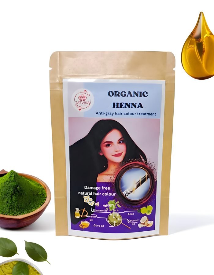 Henna for hair by Tatvika Naturals Pure powder | ammonia free henna hair color | chemical free | organic | black | anti-gray hair treatment | damage free natural hair colour for women | long lasting