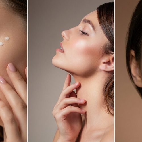 Under eye cream for dark circles applied in dots under the eye